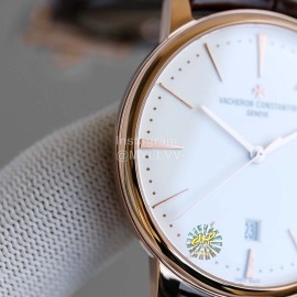 Vacheron Constantin 40mm Dial Sapphire Glass Leather Strap Watch