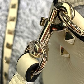 Valentino Small Horizontal Elk Grain Cow Leather Shopping Bag Beige 0037a