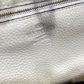 Valentino Small Horizontal Elk Grain Cow Leather Shopping Bag Beige 0037a