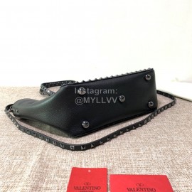 Valentino Small Horizontal Elk Grain Cow Leather Shopping Bag Black 0037a