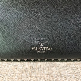 Valentino Small Horizontal Elk Grain Cow Leather Shopping Bag Black 0037a