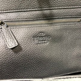 Valentino Small Horizontal Elk Grain Cow Leather Shopping Bag Black 0037a