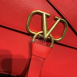 Valentino Fashion Leather Handbag Messenger Bag Red 0015