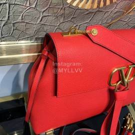Valentino Fashion Leather Handbag Messenger Bag Red 0015