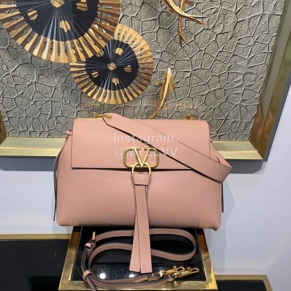 Valentino Fashion Leather Handbag Messenger Bag Pink 0015