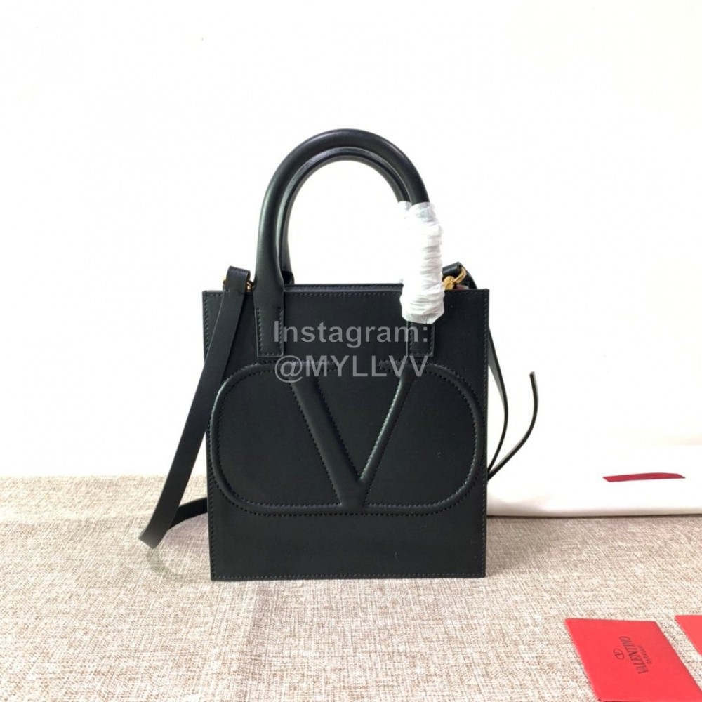 Valentino Small Calf Tote Bag Black 2022s