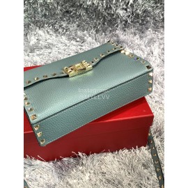 Valentino Fashion Leather Flip Messenger Bag Green 0181