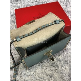 Valentino Fashion Leather Flip Messenger Bag Green 0181