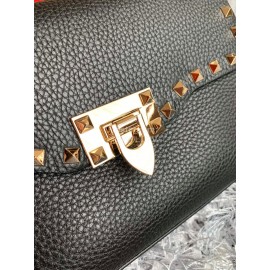 Valentino Fashion Leather Flip Messenger Bag Black 0181