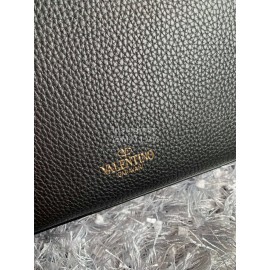 Valentino Fashion Leather Flip Messenger Bag Black 0181