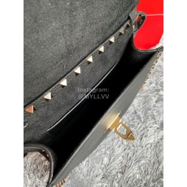 Valentino Fashion Leather Flip Messenger Bag Black 0181