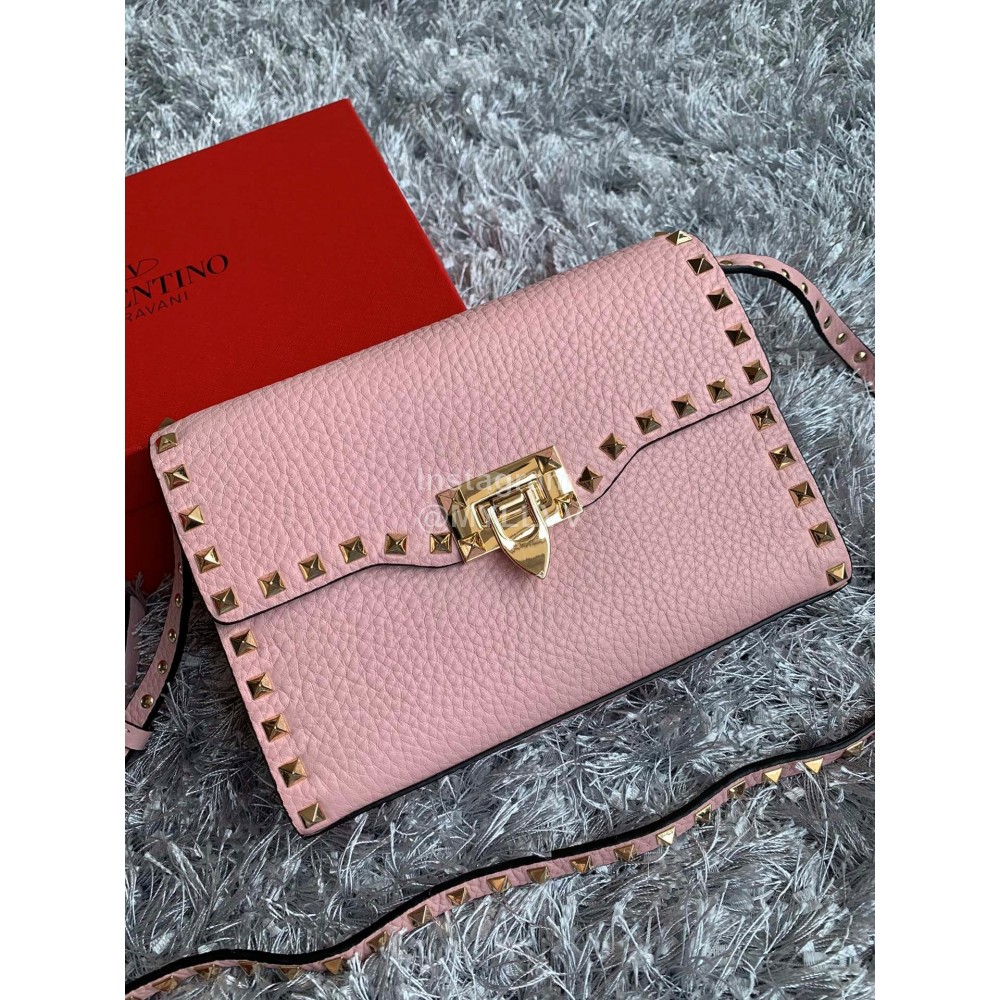 Valentino Fashion Leather Flip Messenger Bag Pink 0181