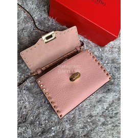 Valentino Fashion Leather Flip Messenger Bag Pink 0181