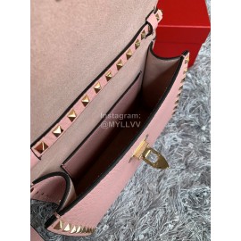 Valentino Fashion Leather Flip Messenger Bag Pink 0181