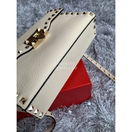 Valentino Fashion Leather Flip Messenger Bag White 0181