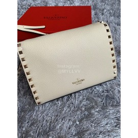 Valentino Fashion Leather Flip Messenger Bag White 0181