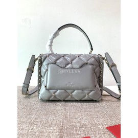 Valentino Fashion Leather Handbag Messenger Bag For Women Blue 0055