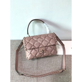 Valentino Fashion Leather Handbag Messenger Bag For Women Pink 0055