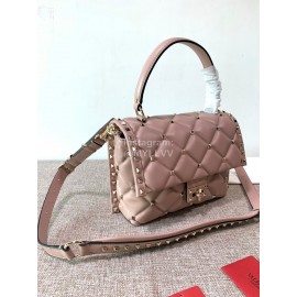 Valentino Fashion Leather Handbag Messenger Bag For Women Pink 0055