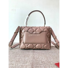 Valentino Fashion Leather Handbag Messenger Bag For Women Pink 0055