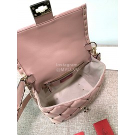 Valentino Fashion Leather Handbag Messenger Bag For Women Pink 0055