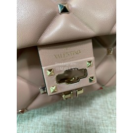 Valentino Fashion Leather Handbag Messenger Bag For Women Pink 0055