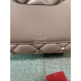 Valentino Fashion Leather Handbag Messenger Bag For Women Pink 0055