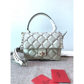 Valentino Fashion Leather Handbag Messenger Bag For Women White 0055