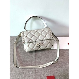 Valentino Fashion Leather Handbag Messenger Bag For Women White 0055