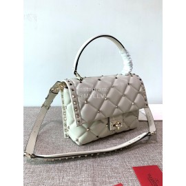 Valentino Fashion Leather Handbag Messenger Bag For Women White 0055