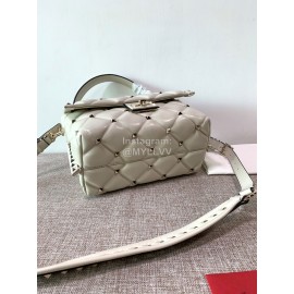 Valentino Fashion Leather Handbag Messenger Bag For Women White 0055