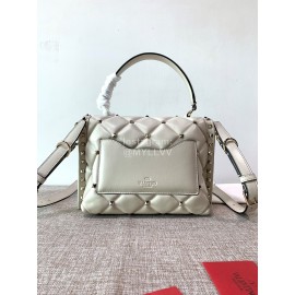 Valentino Fashion Leather Handbag Messenger Bag For Women White 0055