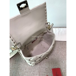 Valentino Fashion Leather Handbag Messenger Bag For Women White 0055