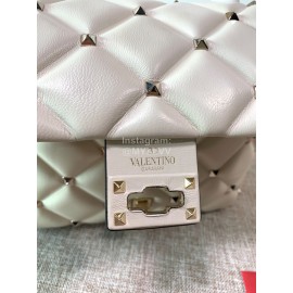 Valentino Fashion Leather Handbag Messenger Bag For Women White 0055