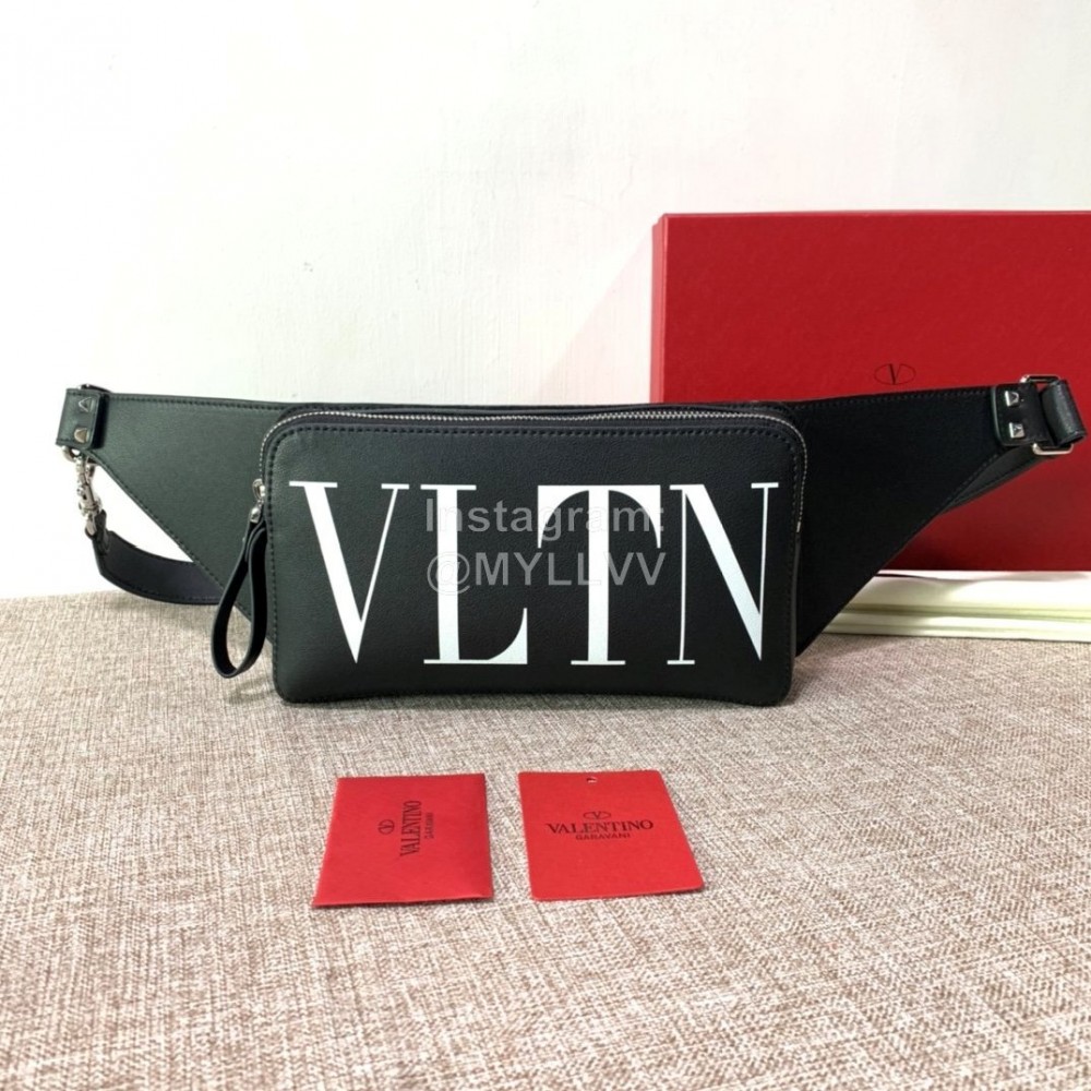 Valentino Fashion Leather Waist Bag Chest Bag White 0046