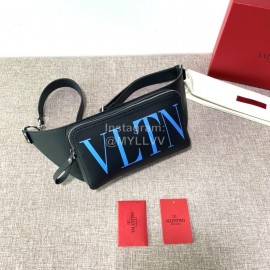 Valentino Fashion Leather Waist Bag Chest Bag Blue 0046