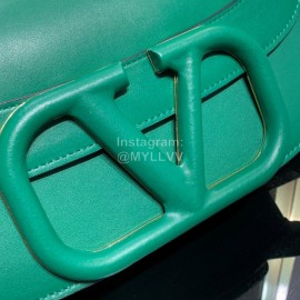 Valentino Large Leather Buckle Crossbody Bag For Women Green 0109l