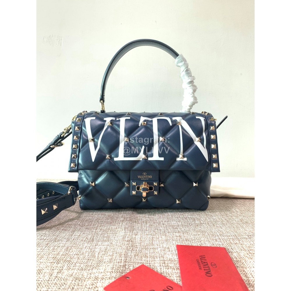 Valentino Fashion Leather Handbag Messenger Bag Blue 0055