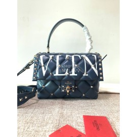 Valentino Fashion Leather Handbag Messenger Bag Blue 0055