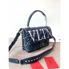 Valentino Fashion Leather Handbag Messenger Bag Blue 0055