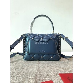 Valentino Fashion Leather Handbag Messenger Bag Blue 0055