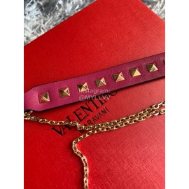 Valentino Simple Flip Chain Bag For Women Rose Red 0012b