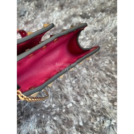 Valentino Simple Flip Chain Bag For Women Rose Red 0012b