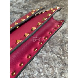 Valentino Simple Flip Chain Bag For Women Rose Red 0012b
