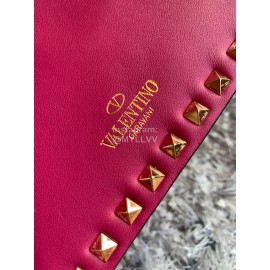 Valentino Simple Flip Chain Bag For Women Rose Red 0012b