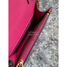 Valentino Simple Flip Chain Bag For Women Rose Red 0012b