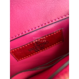 Valentino Simple Flip Chain Bag For Women Rose Red 0012b