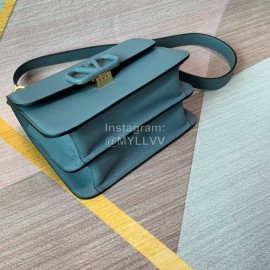 Valentino Large Palm Print Calfskin Messenger Bag Blue 0074l