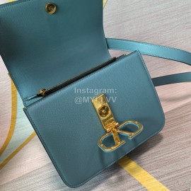 Valentino Large Palm Print Calfskin Messenger Bag Blue 0074l