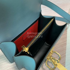 Valentino Large Palm Print Calfskin Messenger Bag Blue 0074l